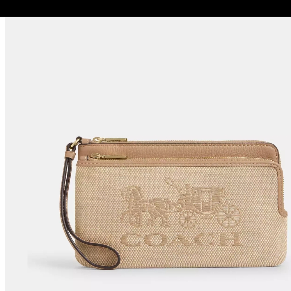 Coach Beige Wristlet with Logo